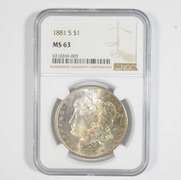 MS63 1881-S Morgan Silver Dollar - Graded NGC Cool Color