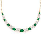 Plated 18KT Yellow Gold 4.05ctw Green Agate and Diamond Pendant with Chain