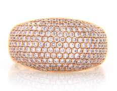 Attractive Rose Gold Diamond Multi Row Dome Ring