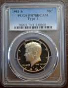 1981-S PCGS Kennedy Half Dollar PR70DCAM Type 1.