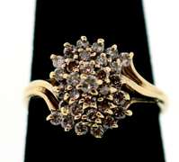 Stepped Diamond Cluster 10k Gold Ring