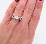Carved 14k White Gold Diamond and Sapphire Ring