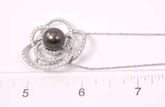 Very Fancy Tahitian Pearl & Diamond Pendant/Necklace, 14KT