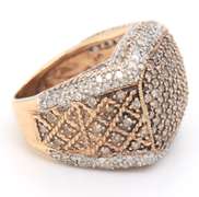 Dreamy Yellow Gold Chocolate and White Diamond Cluster Ring