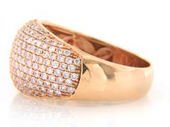 Attractive Rose Gold Diamond Multi Row Dome Ring