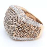 Dreamy Yellow Gold Chocolate and White Diamond Cluster Ring