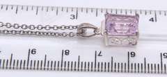 Sterling Silver Emerald Cut Amethyst Pendant on Chain