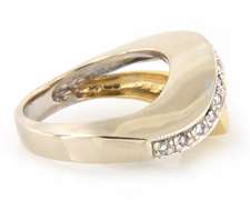 Romantic Two Tone Gold Round Diamond Crossover Ring
