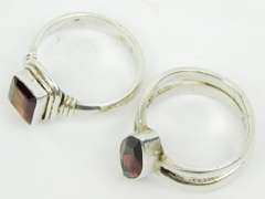2 Sterling Silver Garnet Rings, 5.5 & 6