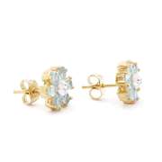 Plated 18KT Yellow Gold 2.02cts Blue Topaz and Diamond Earrings