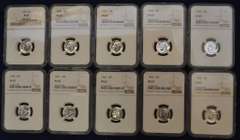 1955-1964 Run Of Proof Roosevelt Dimes NGC MS67