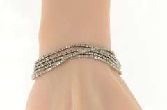 18K White Gold 9.10 Ctw Layered Diamond Five Tiered Tennis Bracelet