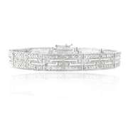 Silver Tone 1/2ct Diamonds Greek Key Bracelet