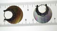 Sterling Silver Half Moon Mother Of Pearl Hoop Earrings