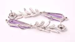 Amazing Amethyst and Diamond Dangle Earrings in 18K White Gold