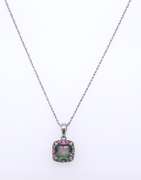 Vintage Sterling Silver Mystic Topaz Pendant on Chain