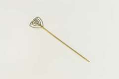 14K Yellow Gold Diamond Inset Art Deco Ornate Statement Stick Pin
