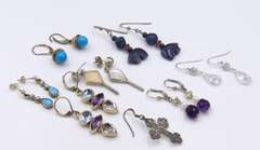 Group Lot of Vintage Sterling Silver Earrings