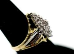 10k White and Yellow Gold Stepped Diamond Ring