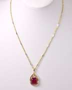 Radiant 15.44CTS Ruby & 0.13CTW Diamond Pendant Necklace in Gold Plated Sterling Silver