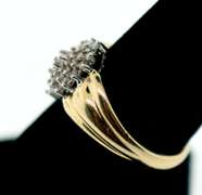 Classy Cushioned 10k Gold Cluster Diamond Ring