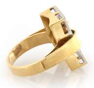 Lovely Yellow and White Gold Diamond Open Rectangle Retro Ring