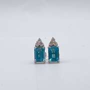 14kt Gold, Blue Topaz & Diamond Earrings