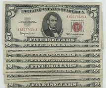 15 Much Nicer 1963 Series $5 Red Seal Notes