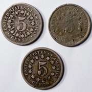 1866 Rays 1868 & 1882 Shield Nickels