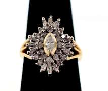 Snowflake Diamond Halo Ring with 10k Gold