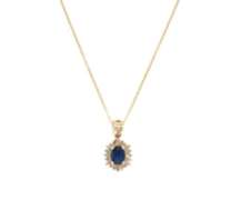 Stunning Sapphire and Diamond Halo Pendant on Chain