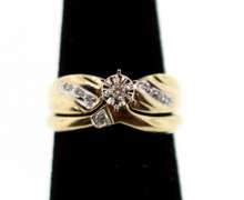 Stunning 10k Gold Centerpiece Diamond Ring with Side Diamonds