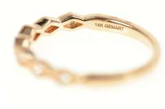 14K Rose Gold Diamond Stackable Milgrain Wedding Band Ring