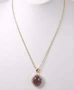 Sensational 23.51CTS Cabochon-Cut Star Ruby & 2.40CTW White Topaz Pendant Necklace in Gold Plated Sterling Silver