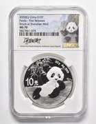 MS70 2020 (G) China 10 Yuan Silver Panda - First Releases - Signed - Graded NGC
