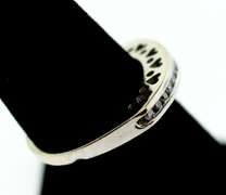 Romantic 10k White Gold Channel Set Diamond Ring with Heart Engravings