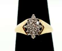 Geometric Diamond Cluster Ring with 10k Gold