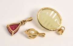 Diverse Group of 3 Stone Pendants