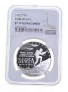 PF70 UCAM 1991-P Korean War Memorial Commemorative Silver Dollar - NGC