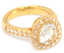 Majestic 18t Yellow Gold Rose Cut Diamond Halo Engagement Ring