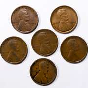 6 1909 VDB Lincoln Type Coins