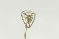 14K Yellow Gold Diamond Inset Art Deco Ornate Statement Stick Pin