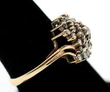 Stepped Diamond Cluster 10k Gold Ring
