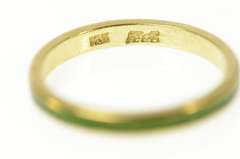 14K Yellow Gold 2.5mm Green Enamel Stackable Band Ring
