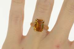 18K Yellow Gold 1960's Emerald Cut Citrine Ornate Cocktail Ring