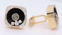 Favorite Black Onyx and Diamond Motion Yellow Gold Cufflinks