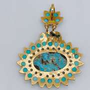 Incredible 18kt Yellow Gold & Turquoise Pendant