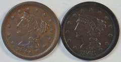 Pair of really nice Braided Hair Large Cents: 1845 & 1846