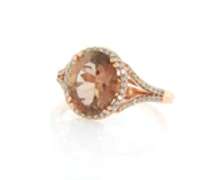 Incredible Rose Gold Golden Topaz and Diamond Ring