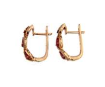 Gorgeous Rose Gold Earrings w Pear Cut Rubies and Accent Diamonds